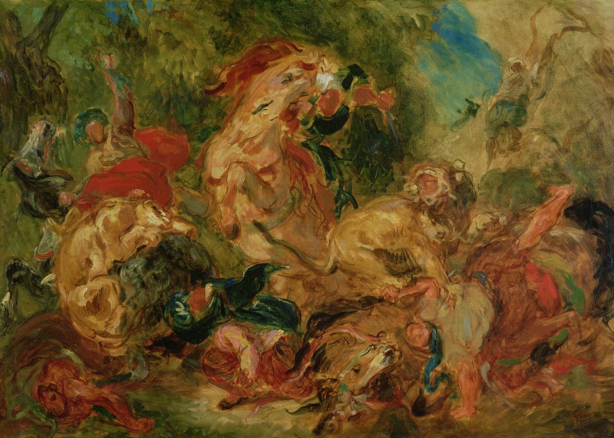 Tutkimus Leijonametsästystä varten, 1854 tekijältä Ferdinand Victor Eugene Delacroix