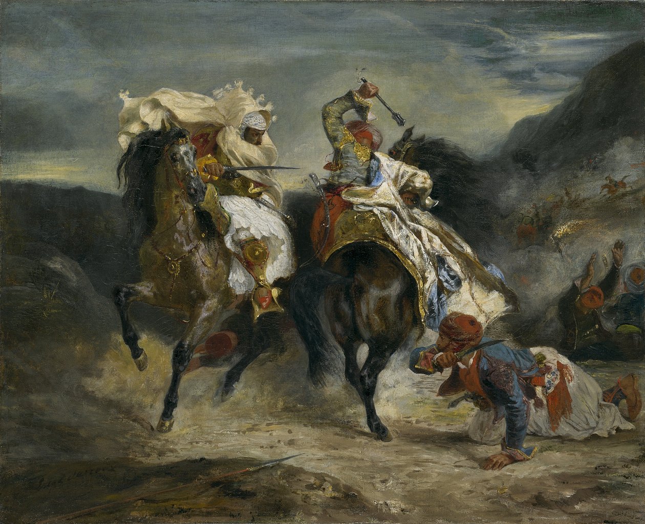 Giaourin ja Hassanin taistelu, 1826 tekijältä Ferdinand Victor Eugene Delacroix