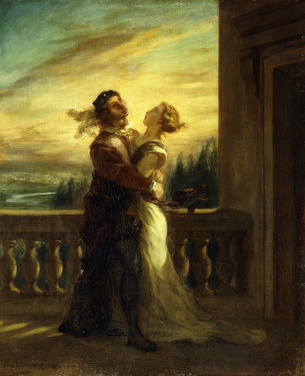 Romeon ja Julian jäähyväiset; Les Adieux de Romeo et Juliette, 1845 tekijältä Ferdinand Victor Eugene Delacroix