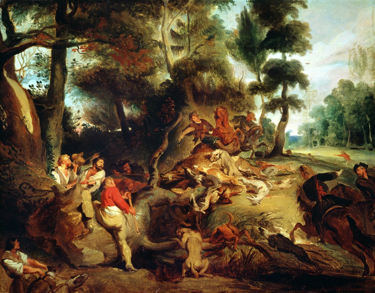 Villisikajahti, Rubensin maalauksen mukaan, noin 1840-50. tekijältä Ferdinand Victor Eugene Delacroix