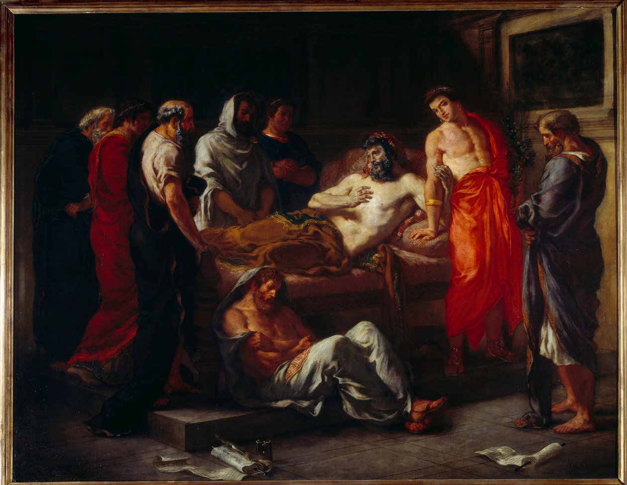 Marc Aurelen (121-180) kuolema. Eugene Delacroix (1798-1863) maalaus tekijältä Ferdinand Victor Eugene Delacroix