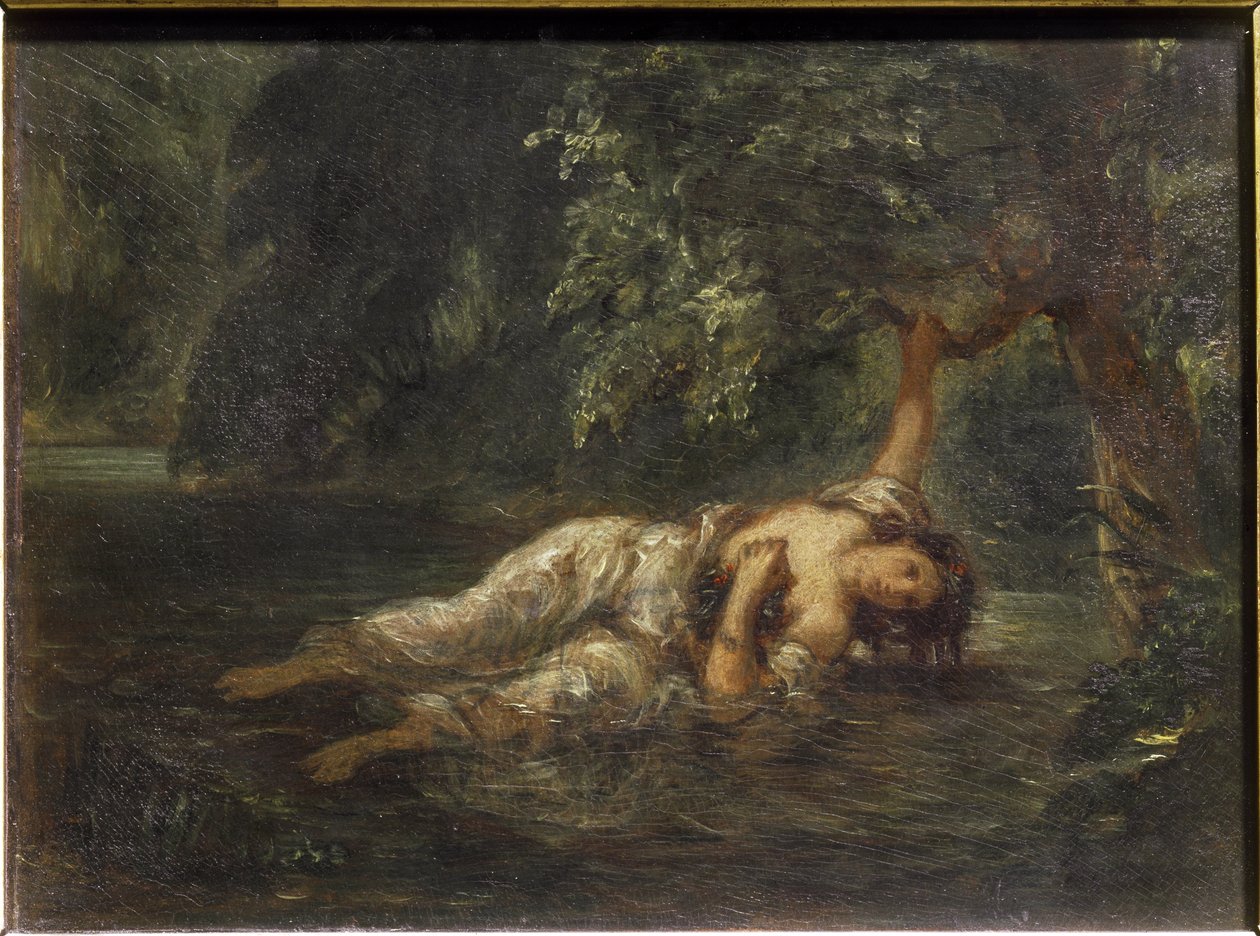 Ofelien kuolema - öljy kankaalle tekijältä Ferdinand Victor Eugene Delacroix