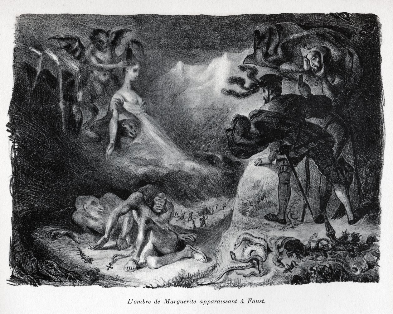Gretschenin varjo ilmestyy Faustille tekijältä Ferdinand Victor Eugene Delacroix