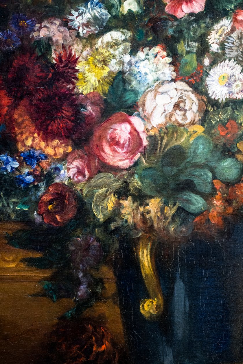 Kukkamaljakko konsolilla, yksityiskohta tekijältä Ferdinand Victor Eugene Delacroix