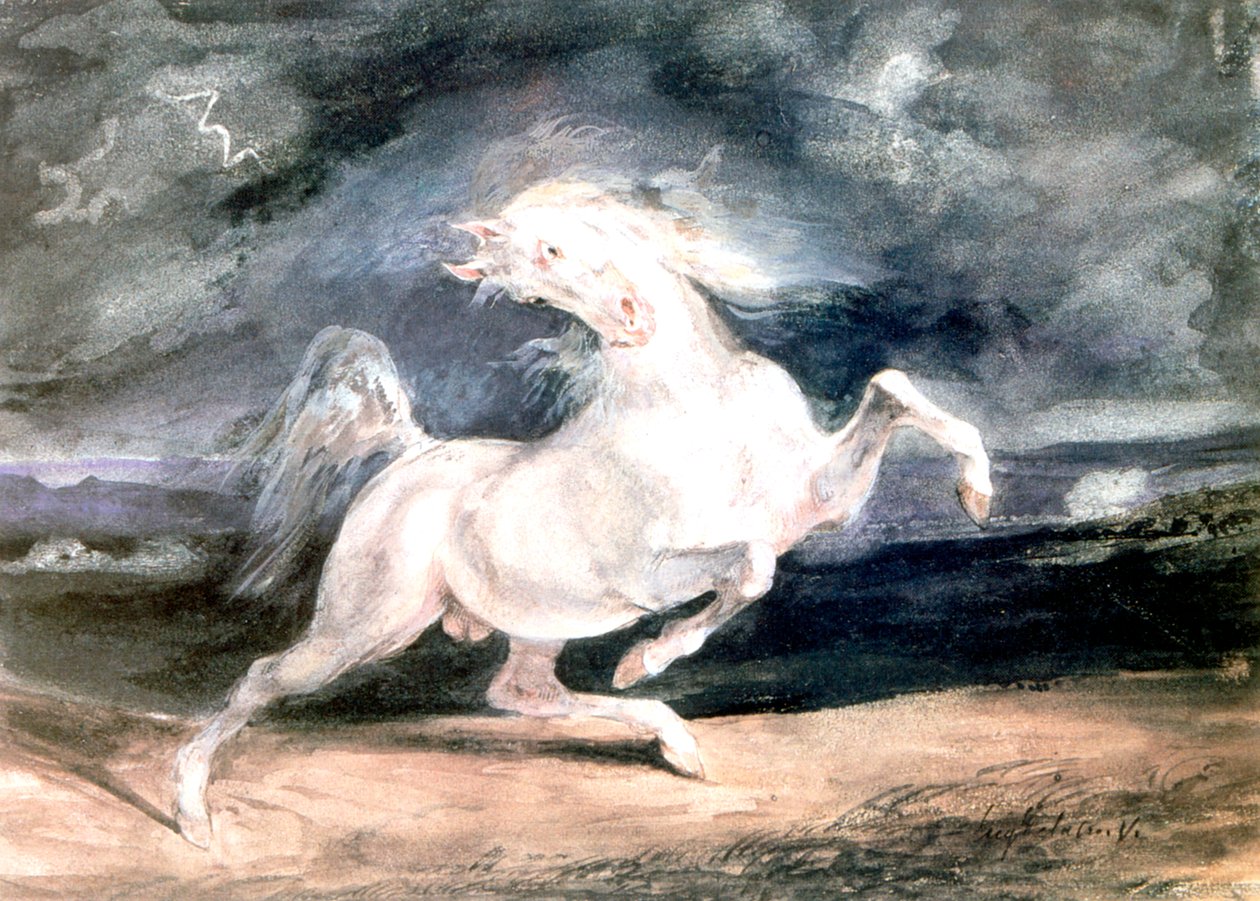 Valkoinen hevonen, 1800-luku tekijältä Ferdinand Victor Eugene Delacroix