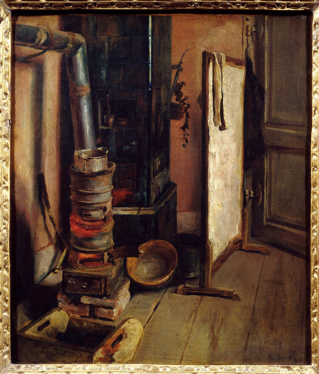 Työpajanurkkaus, Eugene Delacroixin (1798-1863) maalausuuni. 1800-luvun aurinko. 0,51 x 0,44 m. Pariisi. Louvren taidemuseo tekijältä Ferdinand Victor Eugene Delacroix