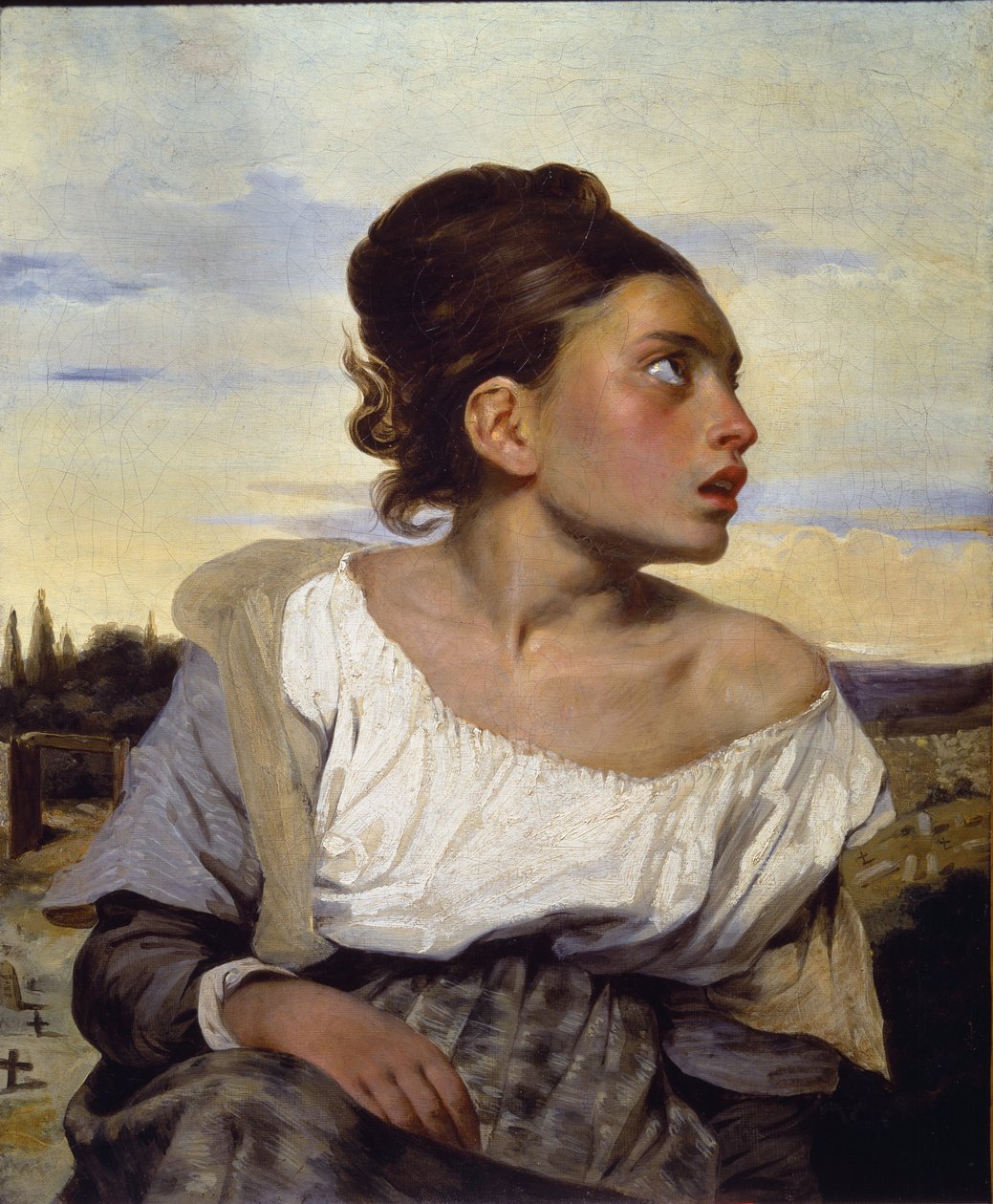 Nuori orpo hautausmaalla - öljy kankaalle tekijältä Ferdinand Victor Eugene Delacroix