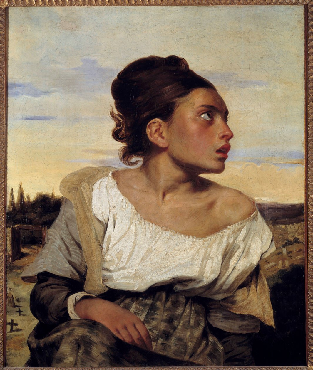Nuori orpo hautausmaalla Eugene Delacroixin (1798-1863) maalaus 1824 Su. 0,65x0,54 m tekijältä Ferdinand Victor Eugene Delacroix
