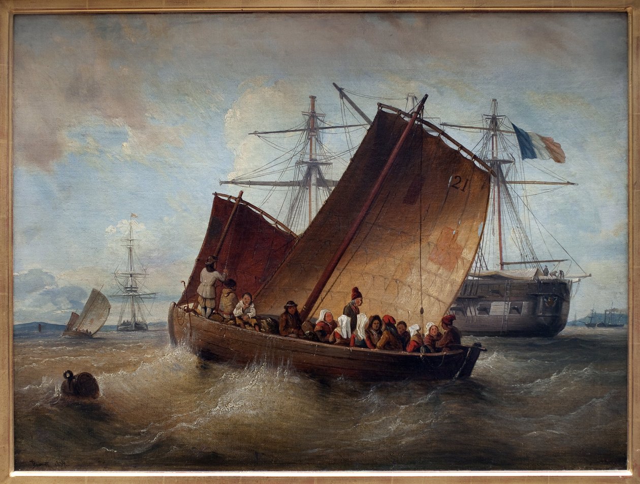 Plougastelin vene. Ferdinand Perrotin (1808-1841) maalaus. Öljy kankaalle tekijältä Ferdinand Victor Perrot