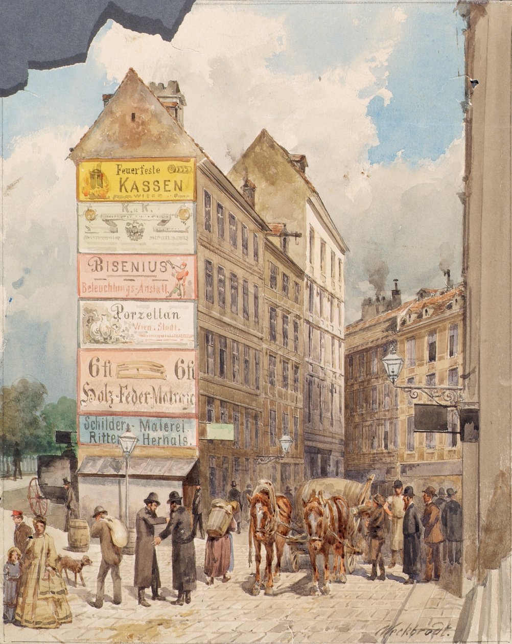 La Kohlmessergasse i els Salzgries al Ruprechtsstiegefinnish tekijältä Ferdinand Weckbrodt