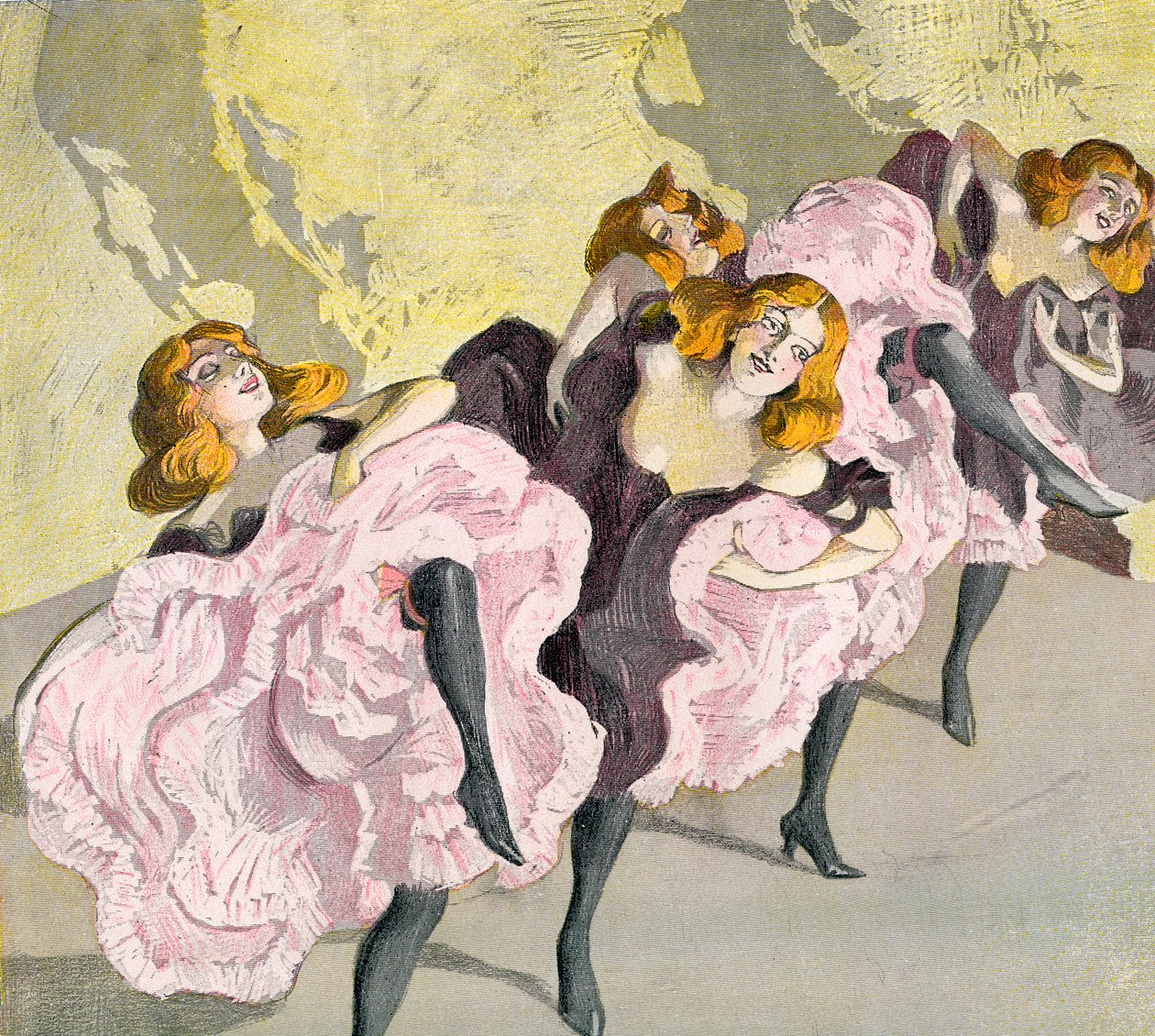 Cancan, Ferdinand Von Reznicekin jälkeen n. 1906. Eduard Fuchsin kuvitetusta moraalihistoriasta keskiajalta nykypäivään, julkaistu 1909. tekijältä Ferdinand von Reznicek