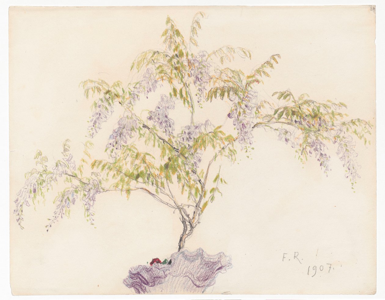 Kukkiva wisteria maljakossa tekijältä Ferdynand Ruszczyc
