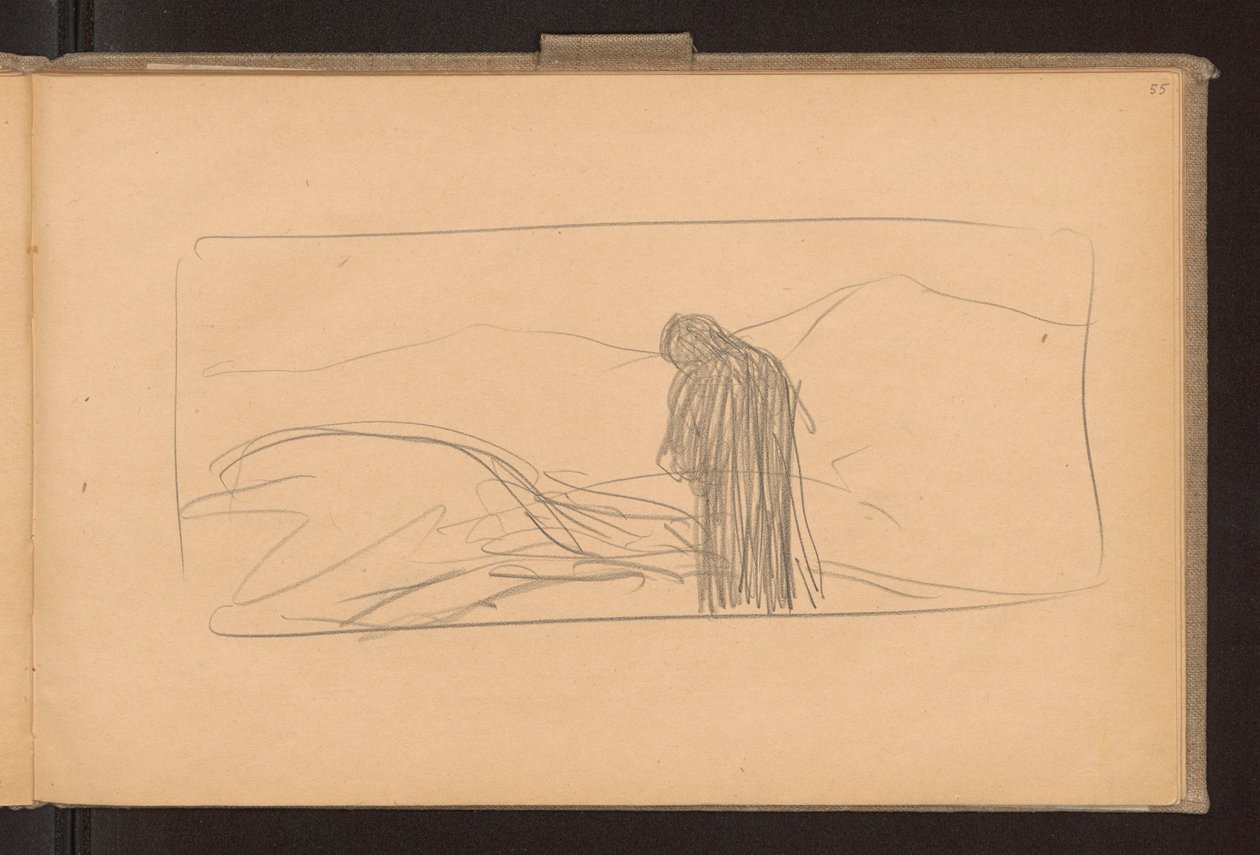Recto: Der Tod des Pegasus; Verso: Skizzen von gekreuzten Ähren, Entwurf für die Dekoration der Ausgabe "Żurawce" Wl. 1910 tekijältä Ferdynand Ruszczyc