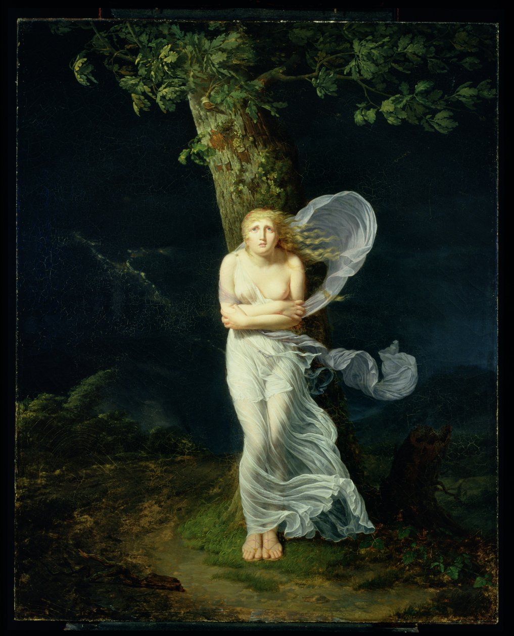 Nuori nainen myrskyn valtaamana, 1799 tekijältä Fereol Bonnemaison