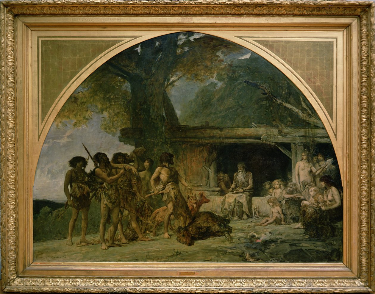 Kivikausi, paluu karhunmetsästyksestä, 1882 tekijältä Fernand Cormon