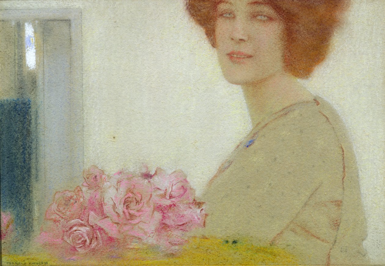 Ruusut, 1912 (pastelli paperille) tekijältä Fernand Khnopff