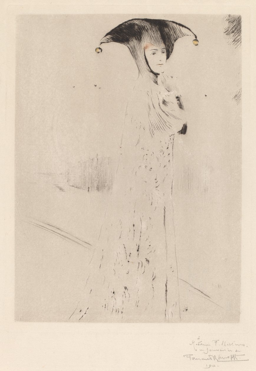 Kellot, 1905 (kuivapiste ja värikynä paperille) tekijältä Fernand Khnopff