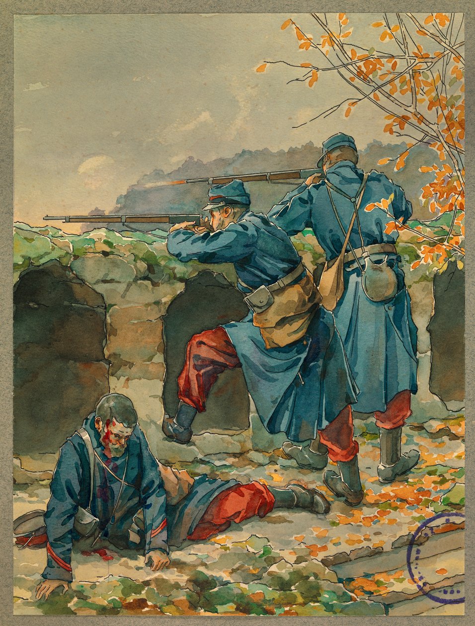 Vaillyn taistelun aamu, alikersantti Margen kuolema. tekijältä Fernand Barbier