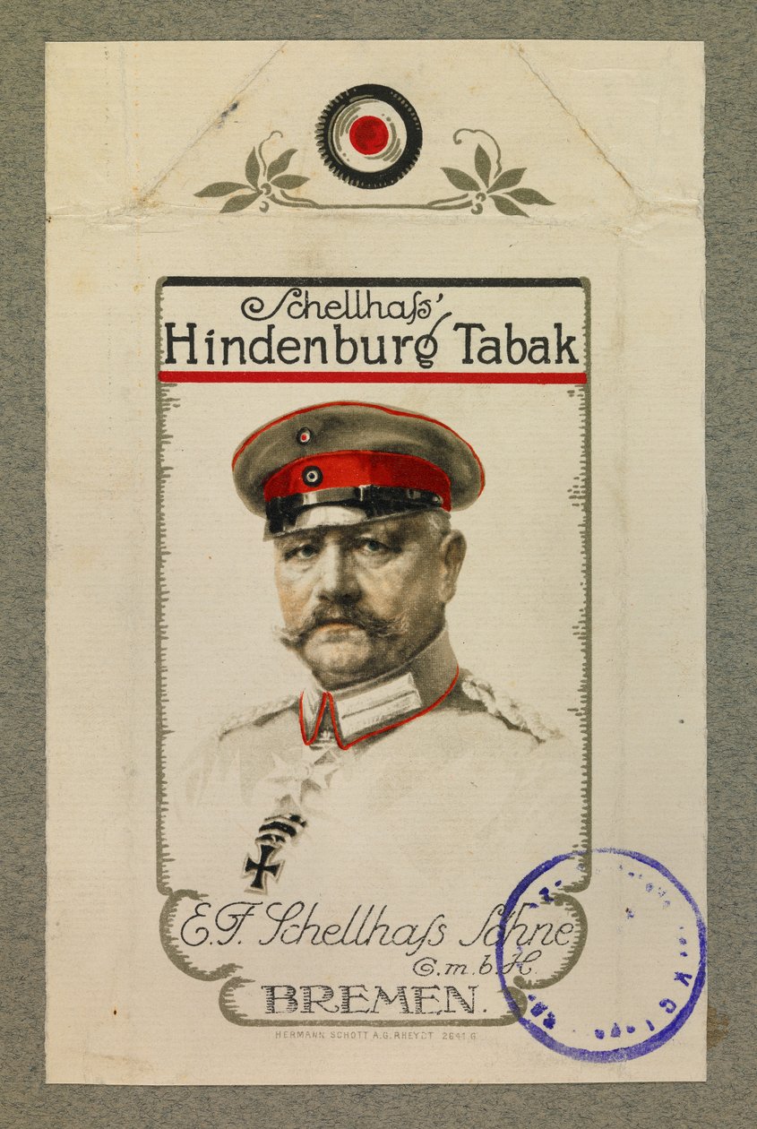 Hindenbourgin muotokuva tupakka-askissa tekijältä Fernand Barbier