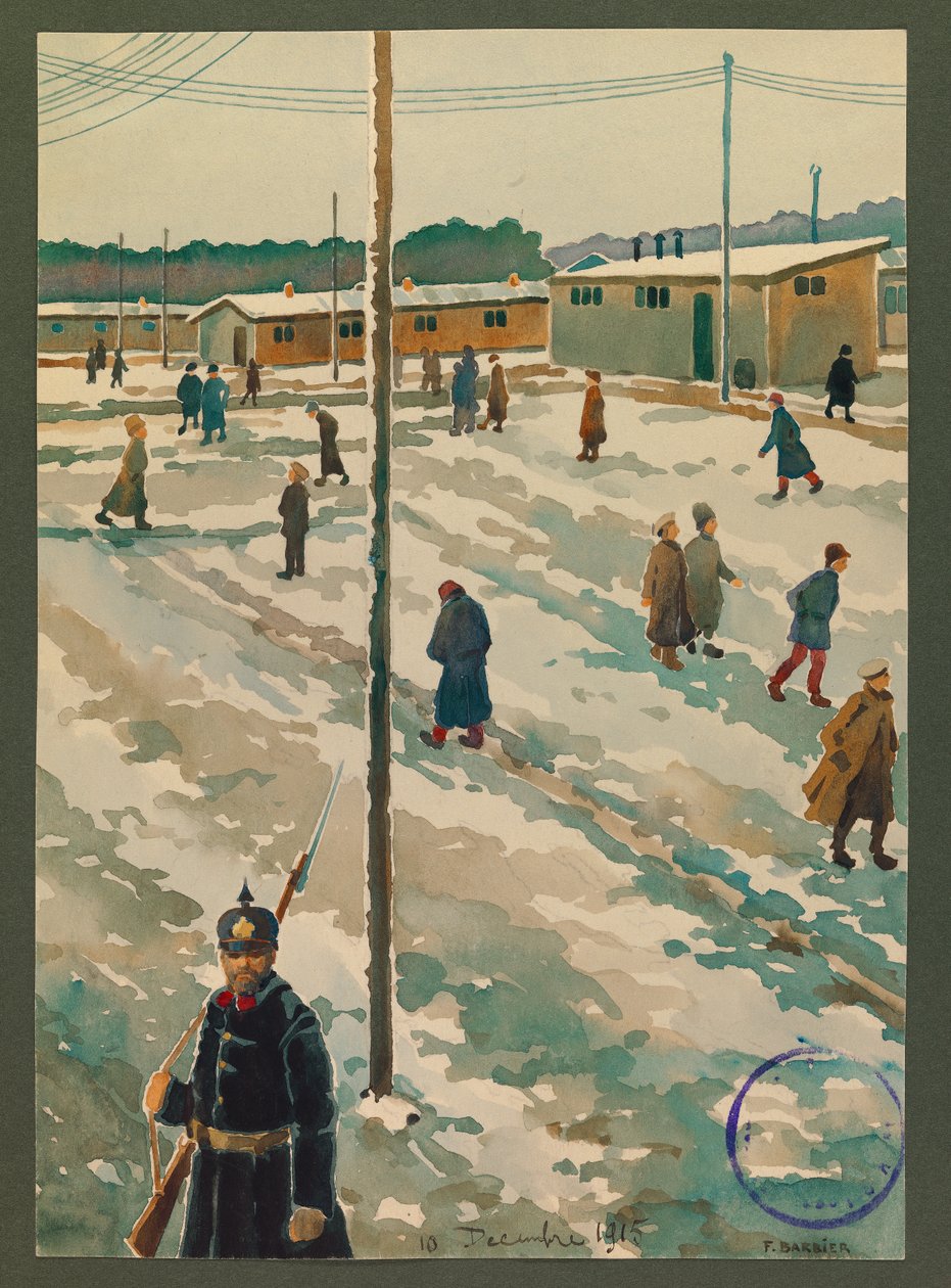 Näkymä Gustrowin vankileirille tekijältä Fernand Barbier