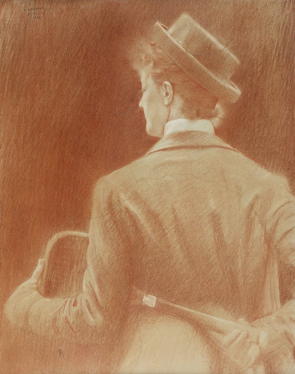 Tennispelaaja; Tutkimus "Muistoille"; Tennispelaaja; Tutkimus "Muistoille", 1889 tekijältä Fernand Khnopff