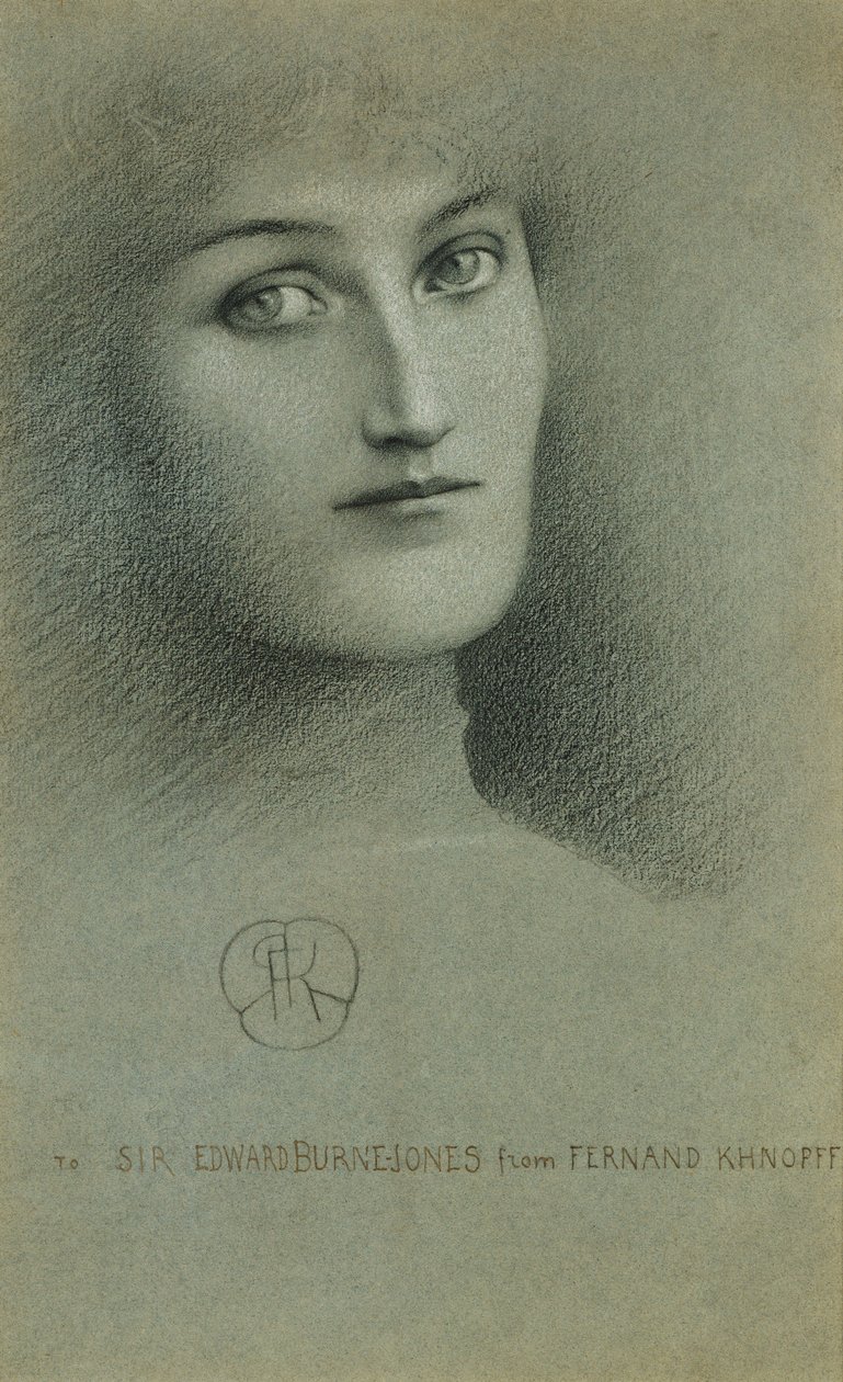 Nainen pää; Naisen pää, 1896 tekijältä Fernand Khnopff