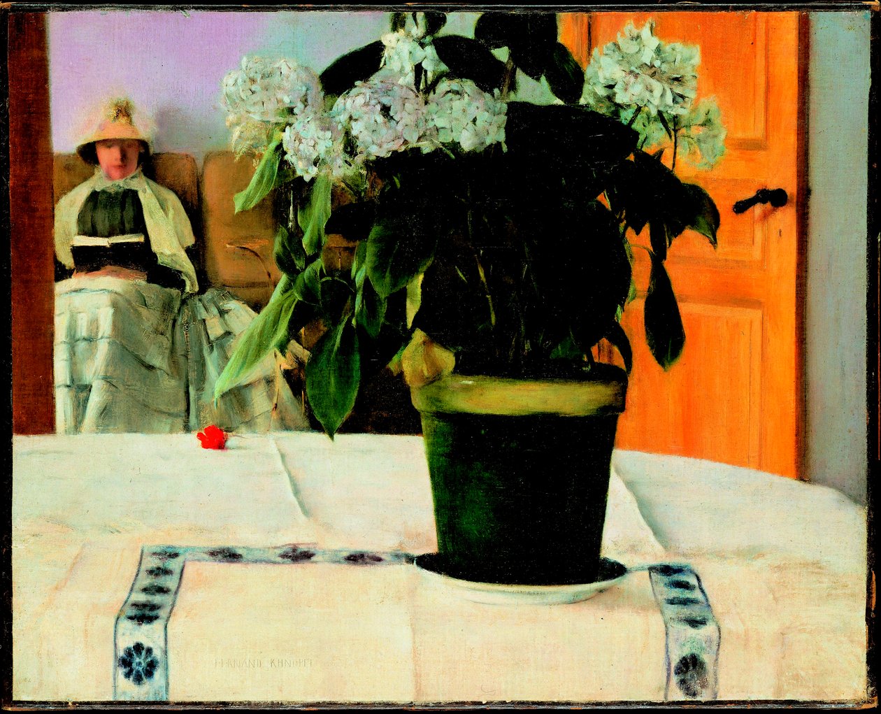Fernand Khnopffin (1858-1921) maalaus "Hortensia" tekijältä Fernand Khnopff