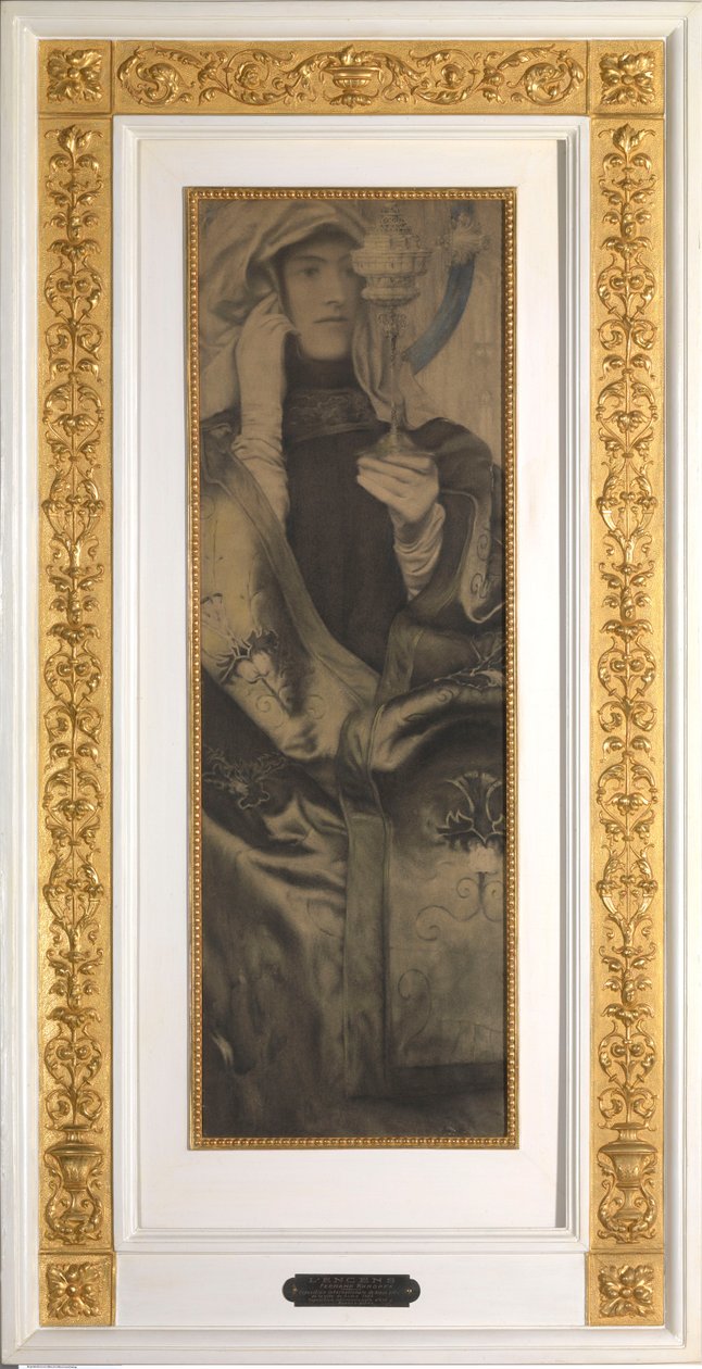 Suitsuketta, noin 1898 (hiili  pastelli paperille). tekijältä Fernand Khnopff