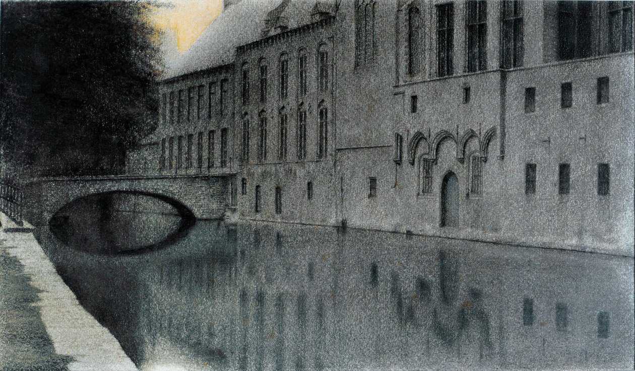 Matkamuisto Flanderista. Kanava, 1904. tekijältä Fernand Khnopff