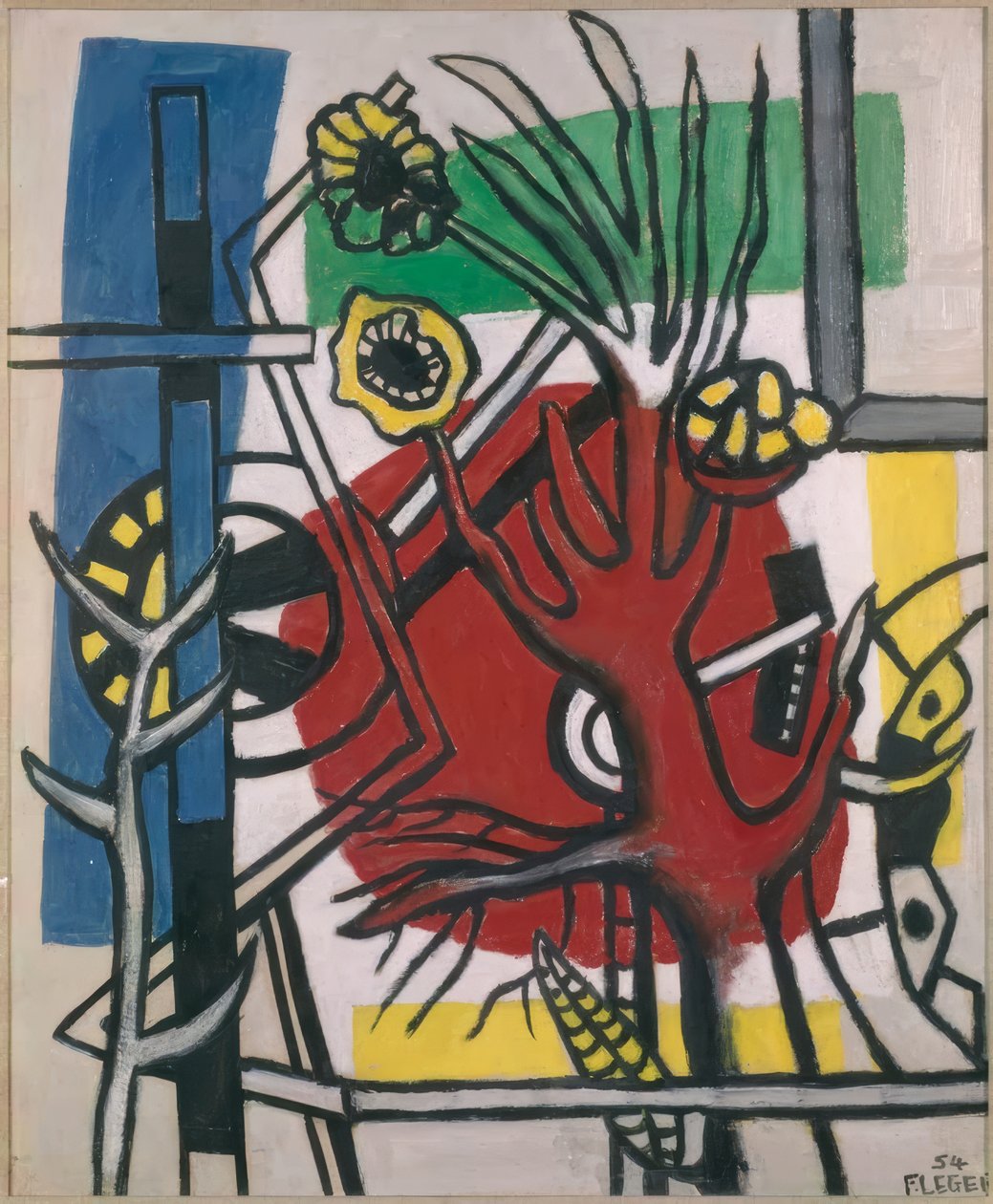 Puu punaisella taustalla tekijältä Fernand Leger