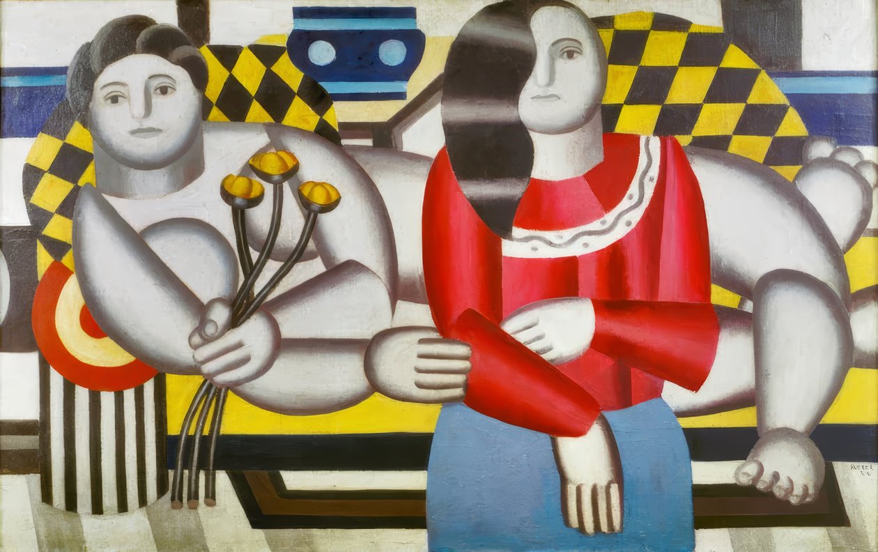 "Femme tenant des fleurs" (Nainen kukkia pitämässä) tekijältä Fernand Leger