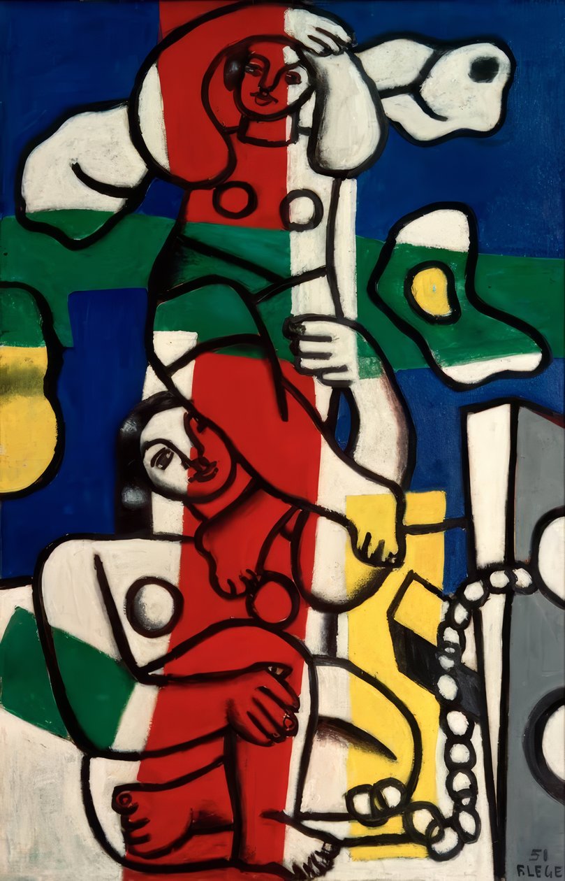 Moniväriset akrobaatit tekijältä Fernand Leger