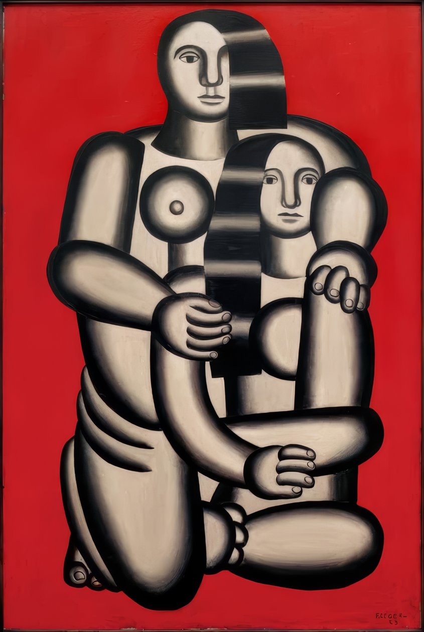 Kaksi hahmoa punaisella taustalla tekijältä Fernand Leger