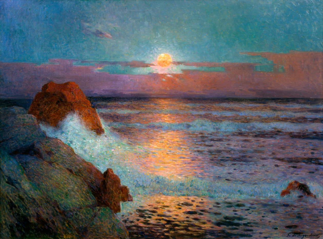 Meren rannalla laskeva aurinko, 1925 tekijältä Fernand Loyen du Puigaudeau