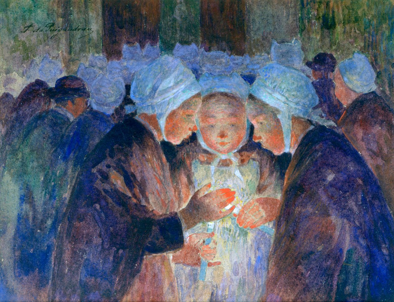 Nuoret Bretonista ennen kulkuetta, c1884-1930 tekijältä Fernand Loyen du Puigaudeau