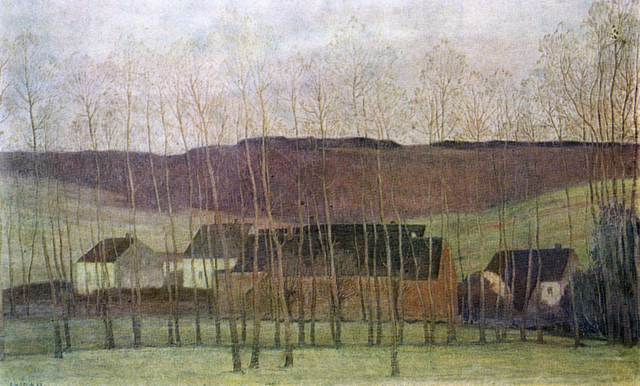 Maisema rakennuksilla, 1898 tekijältä Fernand Maglin