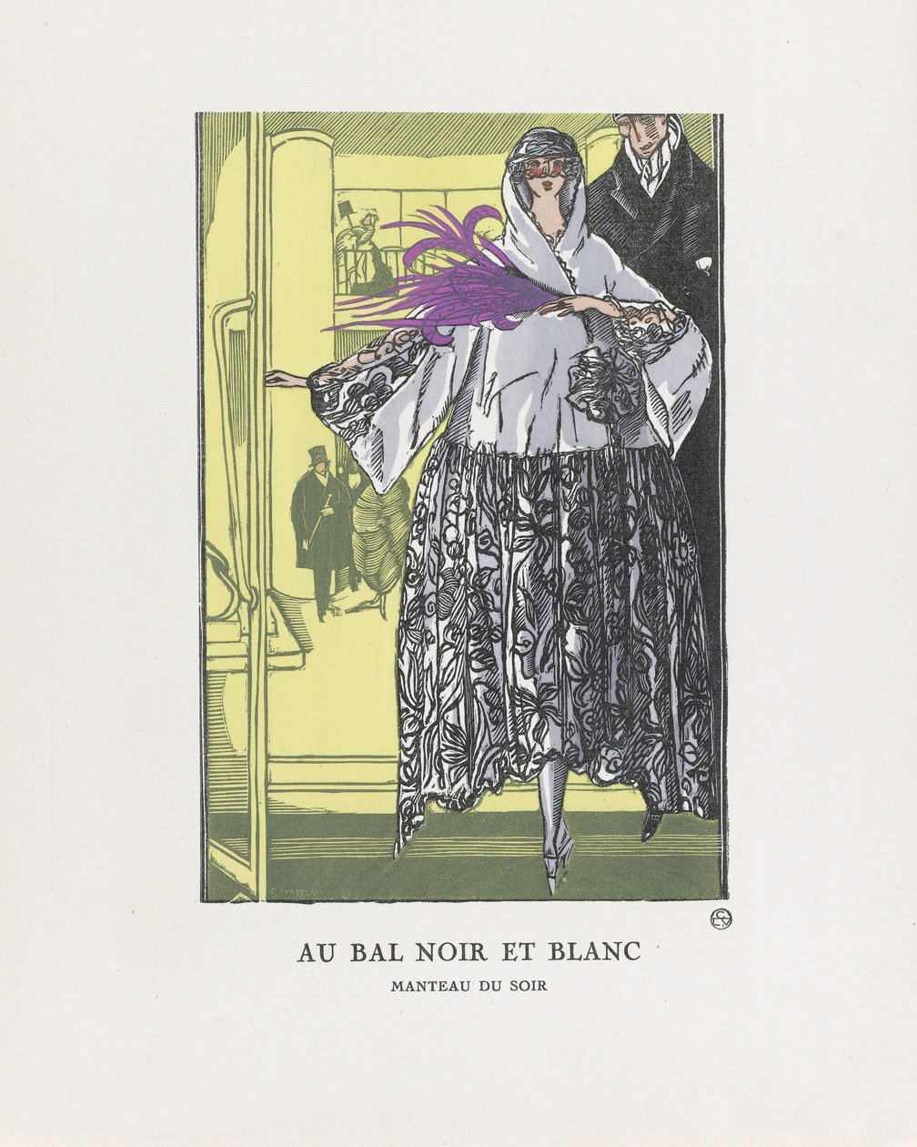 Mustavalkoisissa tanssiaisissa, pub. 1921 (sabluunapainatus) tekijältä Fernand Siméon