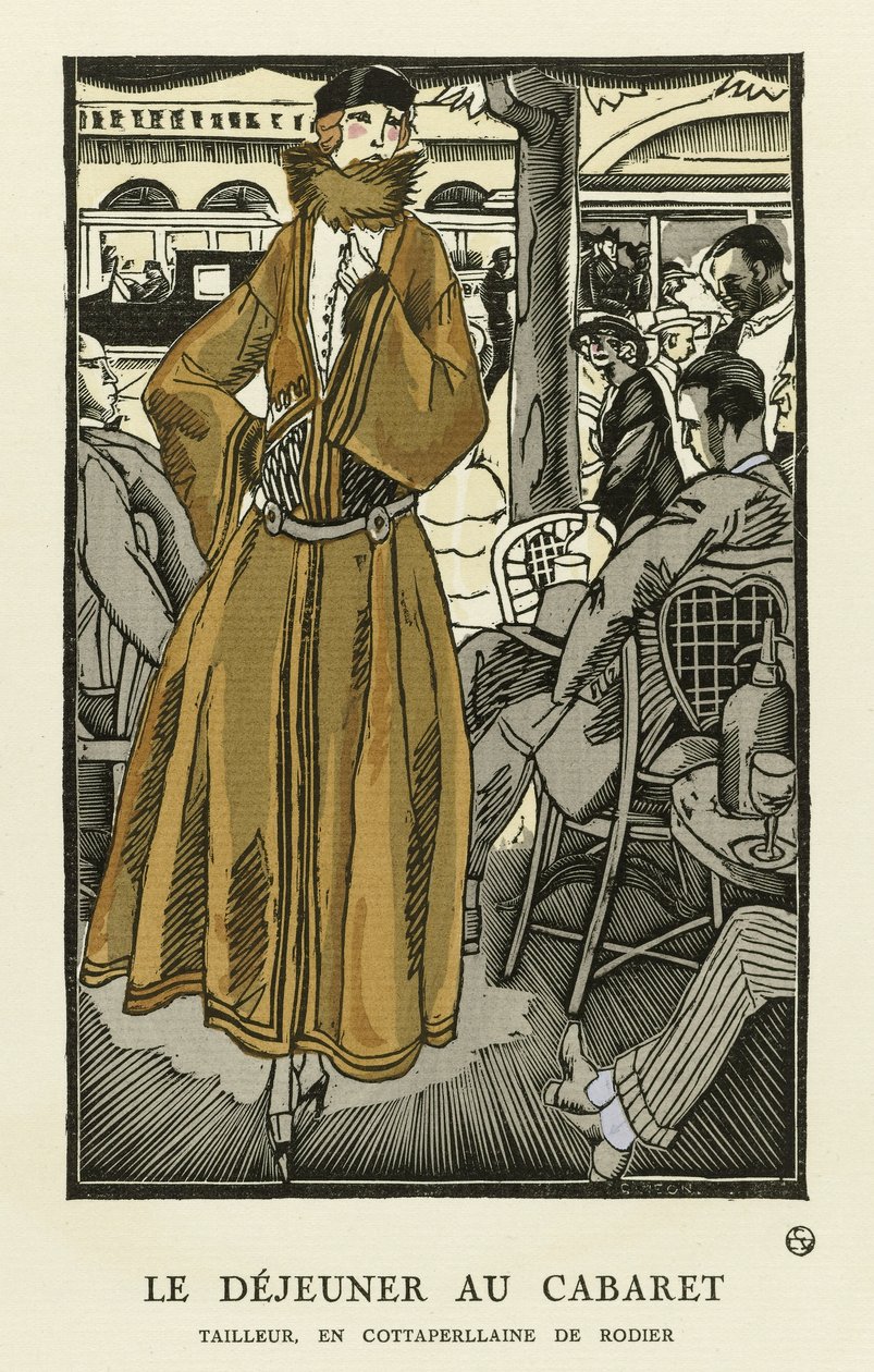 Lounas Cabaretissa, pubissa. 1921 (sabluunapainatus) tekijältä Fernand Siméon