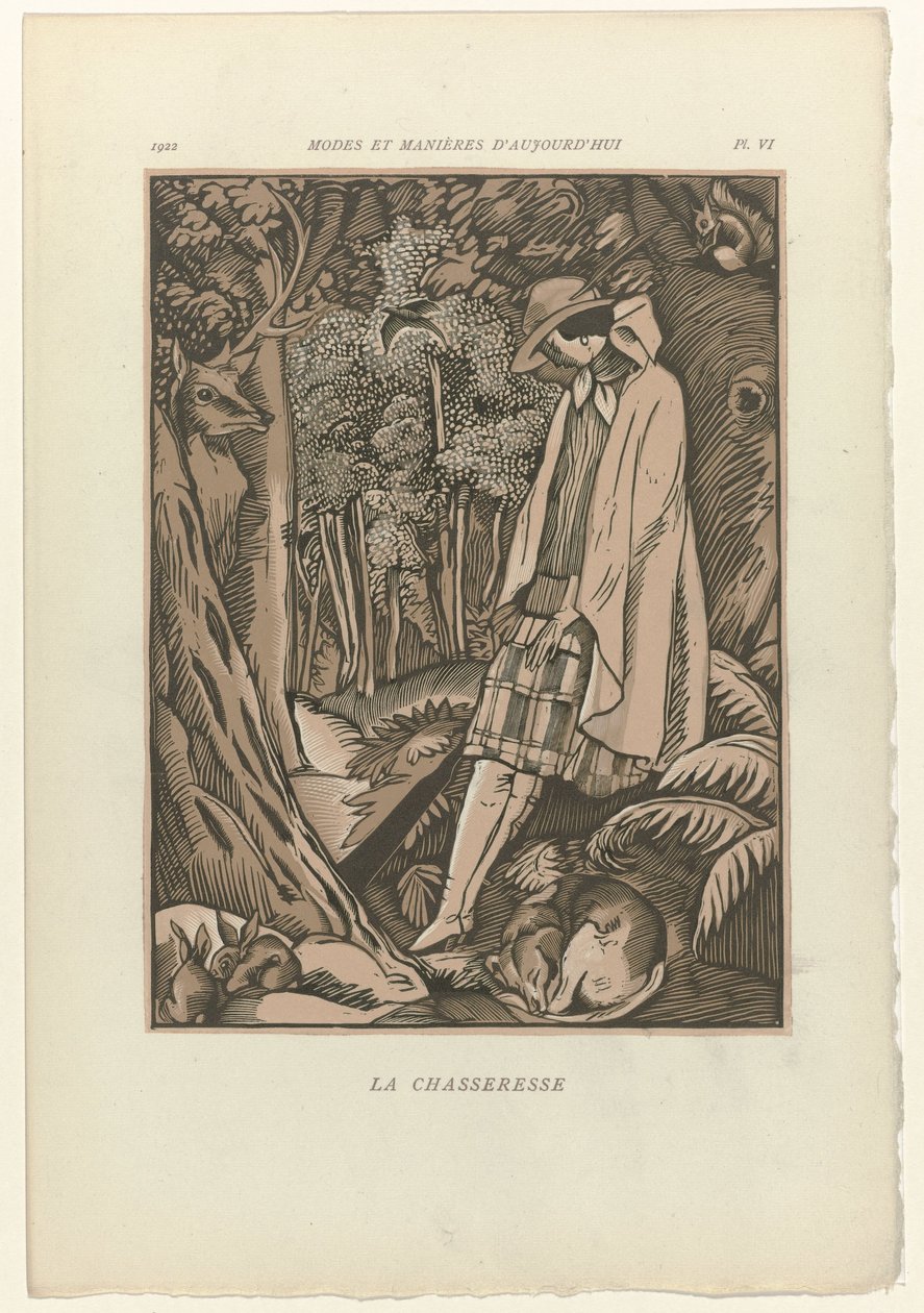 Nykyajan muoti ja tavat, 1922, Pl. 6: Metsästäjä tekijältä Fernand Siméon