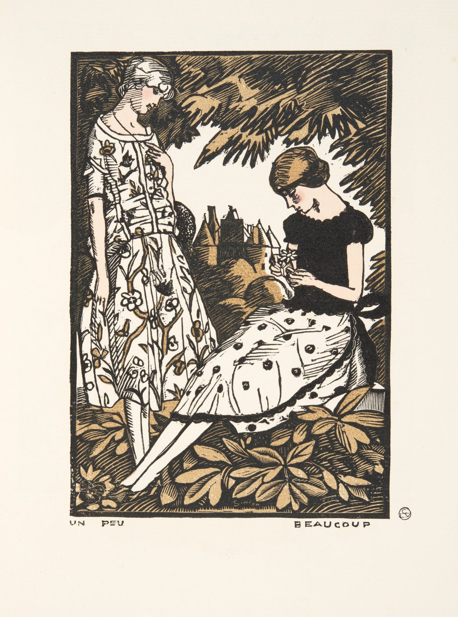 Un Peu, Beaucoup, muotikuvakokoelmasta, 1920 (pochoir-painatus). tekijältä Fernand Siméon
