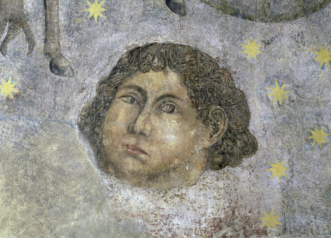 Yksi neljästä tuulesta, yksityiskohta "Cielo de Salamancan" holviksesta, n. 1480-1490 tekijältä Fernando Gallego