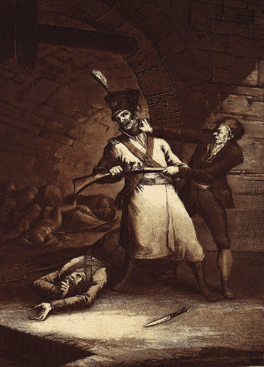 Jose de la Hera kapinoi yhtä Napoleonin armeijan sotilasta vastaan, n. 1812-13 (etsaus) tekijältä Fernando Brambila
