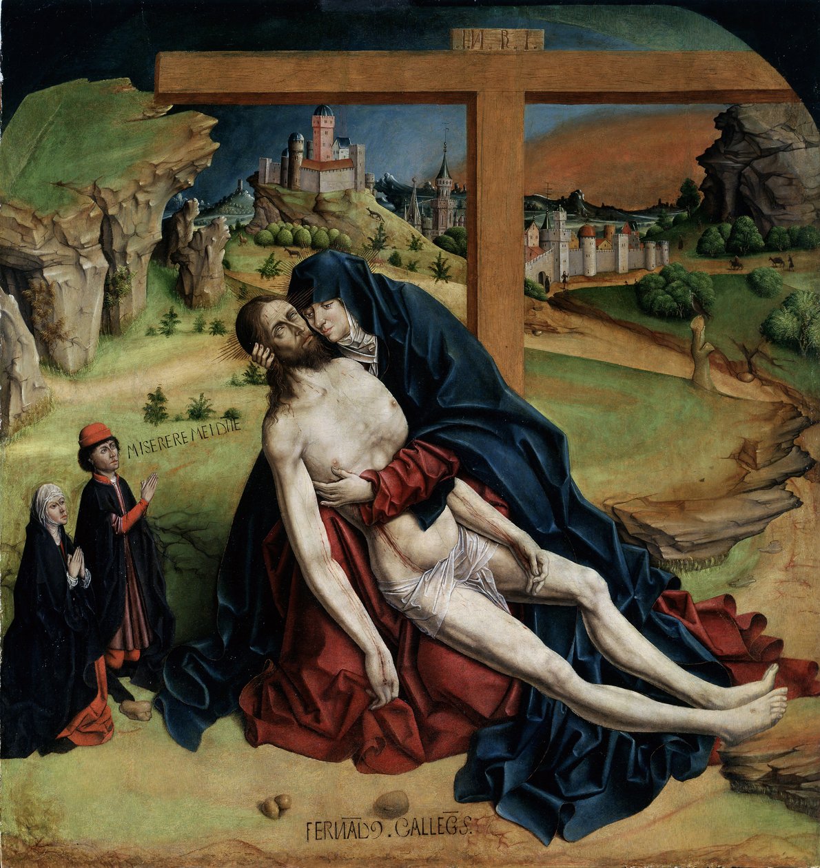 Vierge de pitie - (Pieta) Peinture de Fernando Gallego (jae 1440-1507) 1470 Dim. 1,25 x 1,09 m Madrid, Musee du Prado tekijältä Fernando Gallego
