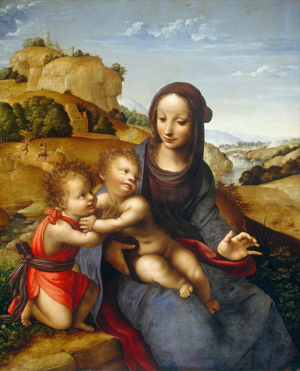 Madonna ja lapsi Pienen Johanneksen kanssa, n. 1505. tekijältä Fernando Yáñez de la Almedina