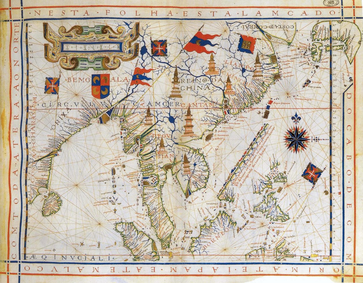 Portugalilaisen kartografi Fernao Vaz Douradon (noin 15-20-c1580) laatima kartta vuodelta 1571. Itä-Intian, Bengalinlahden, Kaakkois-Kiinan, Thaimaan, Borneon ja Japanin kartta. Kravun kääntöpiiri on nimetty. tekijältä Fernao Vaz Dourado