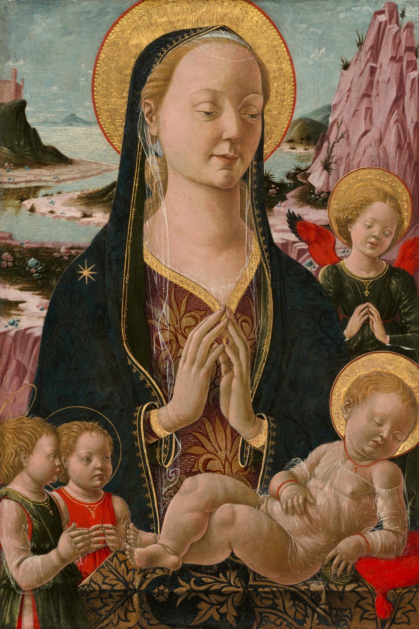 Madonna ja lapsi enkelien kanssa tekijältä Ferrarese 15th Century