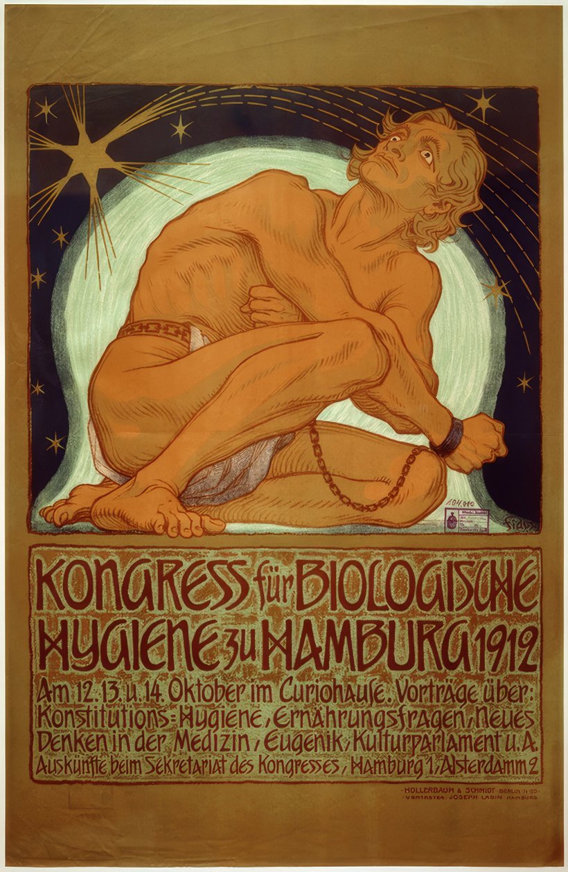 "Biologisen hygienian kongressi Hampurissa 1912" / Fidus / Juliste, 1912 tekijältä Fidus