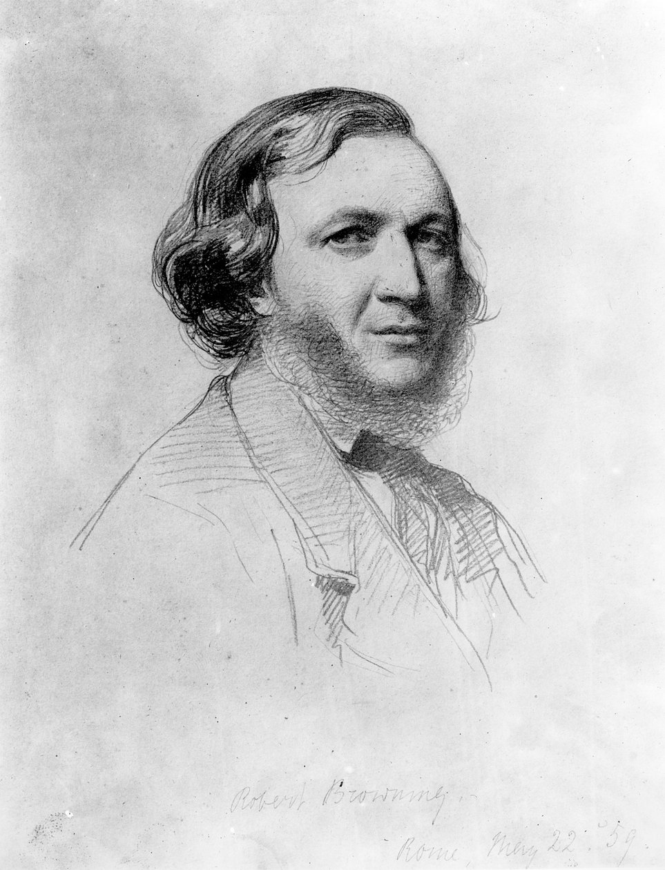 Robert Browningin (1812-89) muotokuva (kynä paperille) (bundw valokuva) tekijältä Field Talfourd
