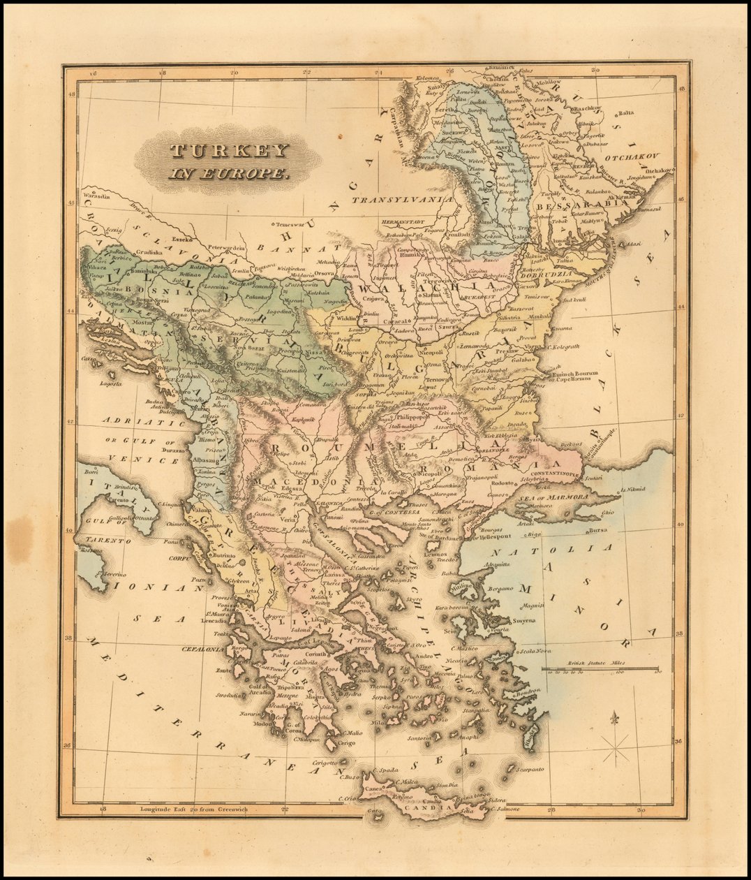 Fielding Lucas Jr:n vuonna 1823 laatima kartta Turkista Euroopassa. tekijältä Fielding Lucas Jr.