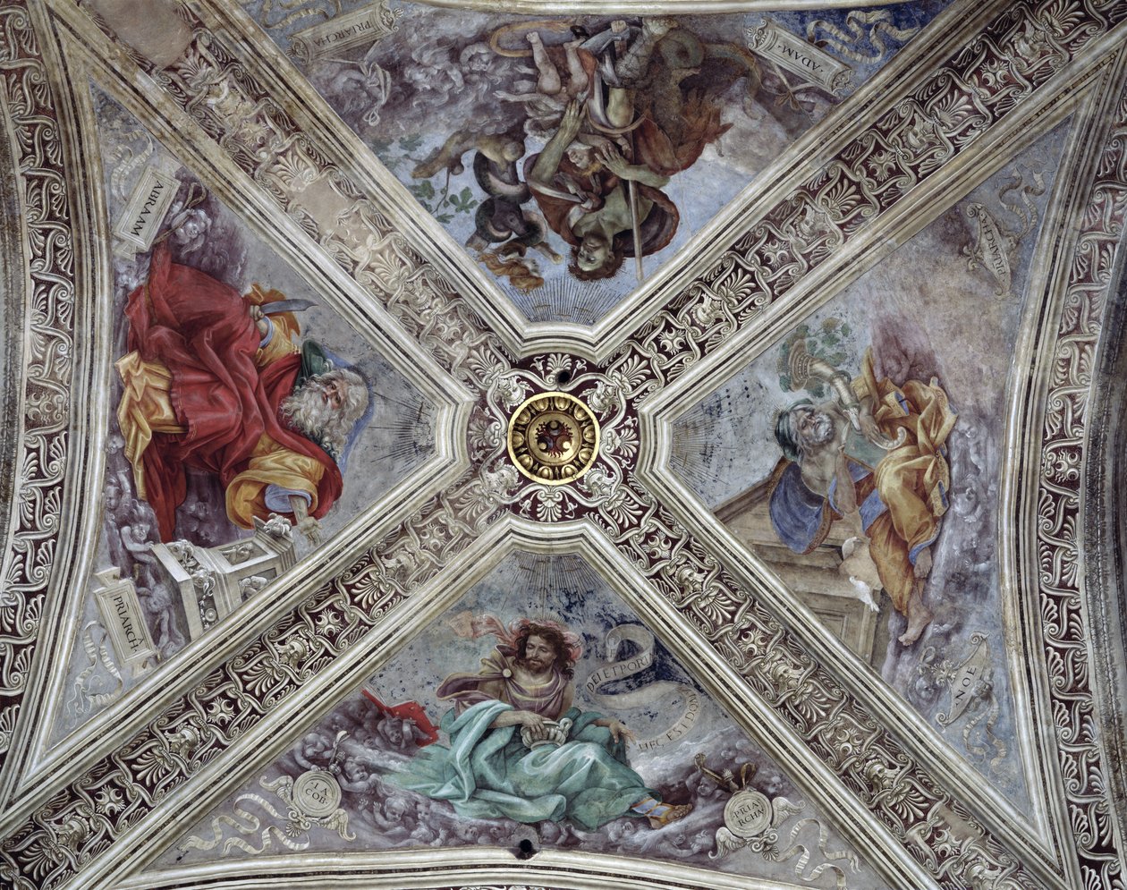 Katto Strozzi-kappelissa, joka kuvaa profeettoja Abrahamia, Nooaa, Adamia ja Jaakobia n. 1489-1502 tekijältä Filippino Lippi